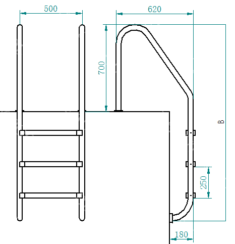 L01 L Modelo 304 Escalera de acero inoxidable