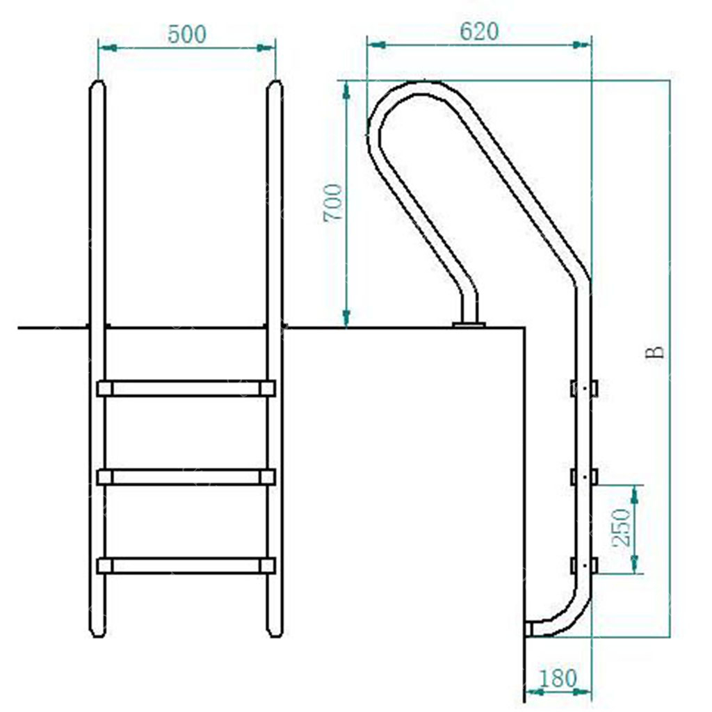 F01 F Modelo 304 Escalera de acero inoxidable